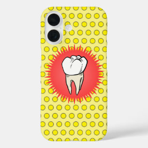Coque Pour iPhone 16 Funny Rouge Blanc Jaune Extrait Molaire Starburst