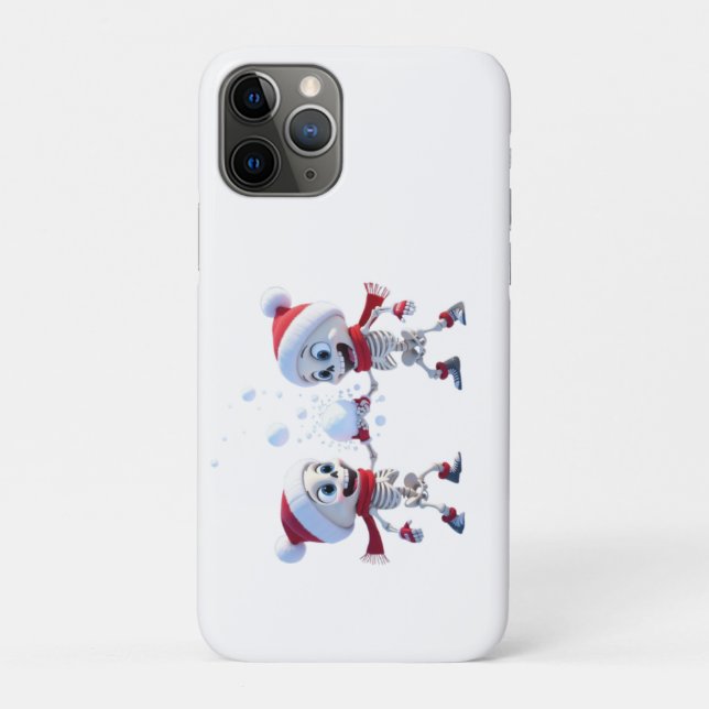 Coques Case-Mate iPhone Funny Santa Skeletons Having a Snowball Fight  (Dos)