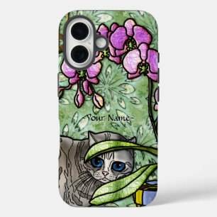 Coque Pour iPhone 16 Fuschia & Kitty (Personnalisé)