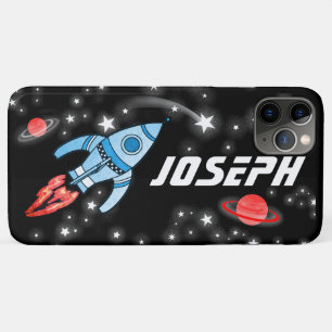 Coque Case-Mate Pour iPhone Fusée spatiale nom de garçons noirs