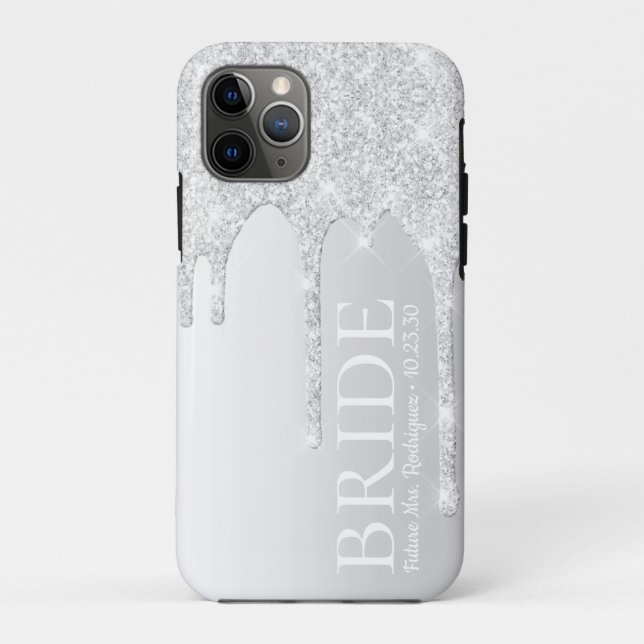 Coques Case-Mate iPhone Futur épouse Mrs Silver Glitter Drip (Dos)