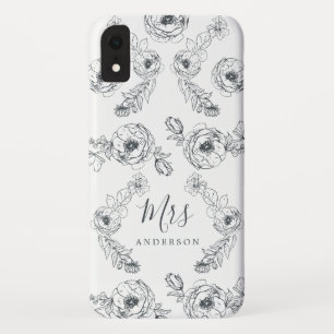 Case-Mate iPhone Case Futur Mme Black White Floral Chic Script Bride