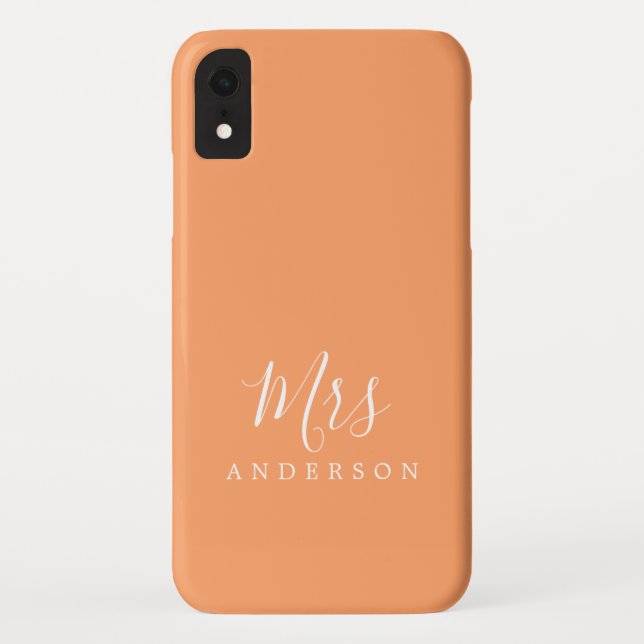 Coques Case-Mate iPhone Futur Mme Vibrant Orange Chic Script Bride (Dos)