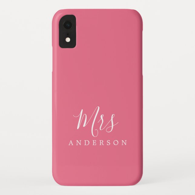 Coques Case-Mate iPhone Futur Mme Vibrant Pink Chic Script Bride (Dos)