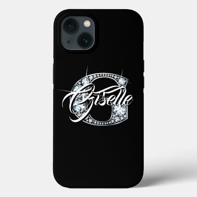 Coques Case-Mate iPhone G Faux Diamond Bling Monogramme (Verso)