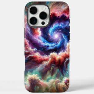 Coques iPhone 16 Pro Max Galaxie cosmique colorée avec Nebula radiante
