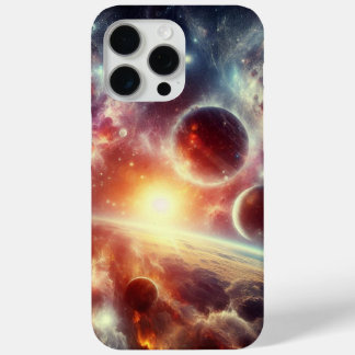 Coque iPhone 15 Pro Max Galaxie, étoiles et planète Dossier téléphonique