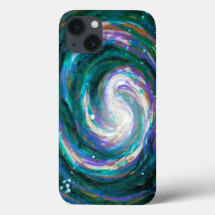 Case-Mate iPhone Case Galaxie spirale peinte en vert et violet dans l'es