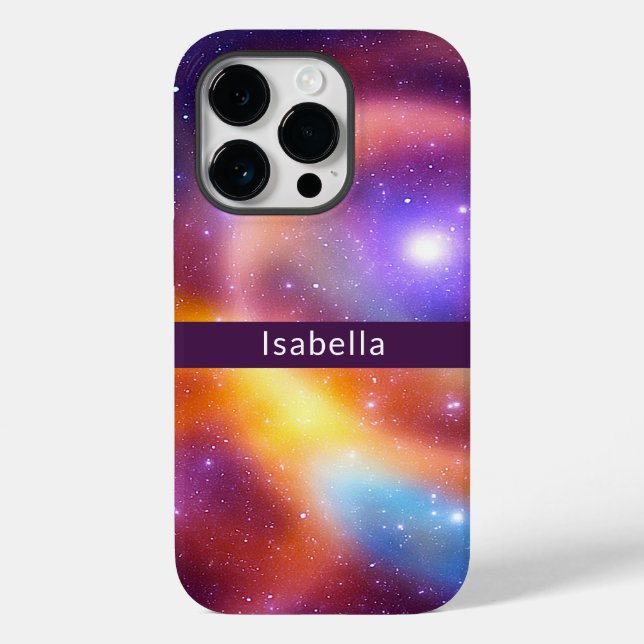 Coques Case-Mate iPhone Galaxy Abstrait Stars Gaz cosmiques Votre nom (Verso)