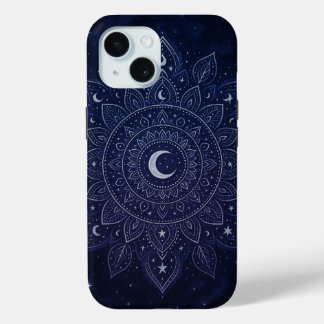 Coque Pour iPhone 15 Galaxy Mandala Phone Case | Celestial Moon & Stars