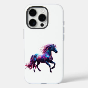 Coques iPhone 16 Pro Galaxy Neon Horse Art - Imaginaire spatial dynamiq