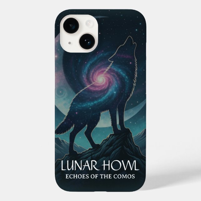 Coques Case-Mate iPhone Galaxy Wolf Silhouette with Mystical Nebula Moon (Verso)