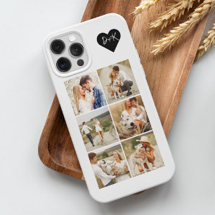 Coque iPhone 15 Pro Max Galerie Monogrammée de 8 Photos Personnalisées