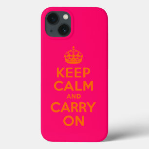 Coques Pour iPhone Garde Calme et Continue Orange Rose