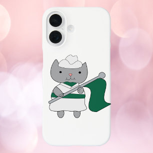 Coque Pour iPhone 16 Garde couleur chat vert blanc
