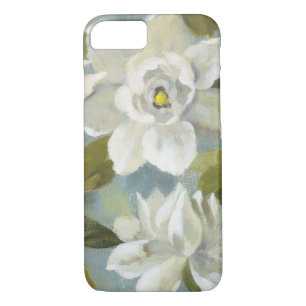 Coques Pour iPhone Gardénias sur le bleu d'ardoise