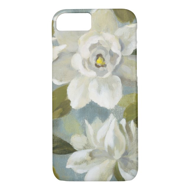 Coques Case-Mate iPhone Gardénias sur le bleu d'ardoise (Dos)
