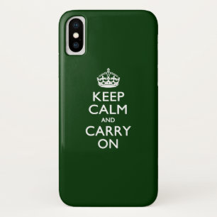 Coque iPhone X GARDER LE CALME ET PORTER SUR Forest Green
