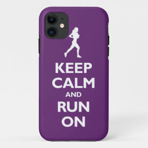 Coque iPhone 11 Gardez le calme et courez sur (la prune)