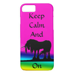 Case-Mate iPhone Case Gardez le calme et la licorne allumée (arc en ciel