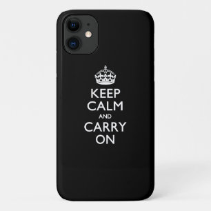 Coque iPhone 11 GARDEZ LE CALME ET PORTEZ SUR LE Noir Solide