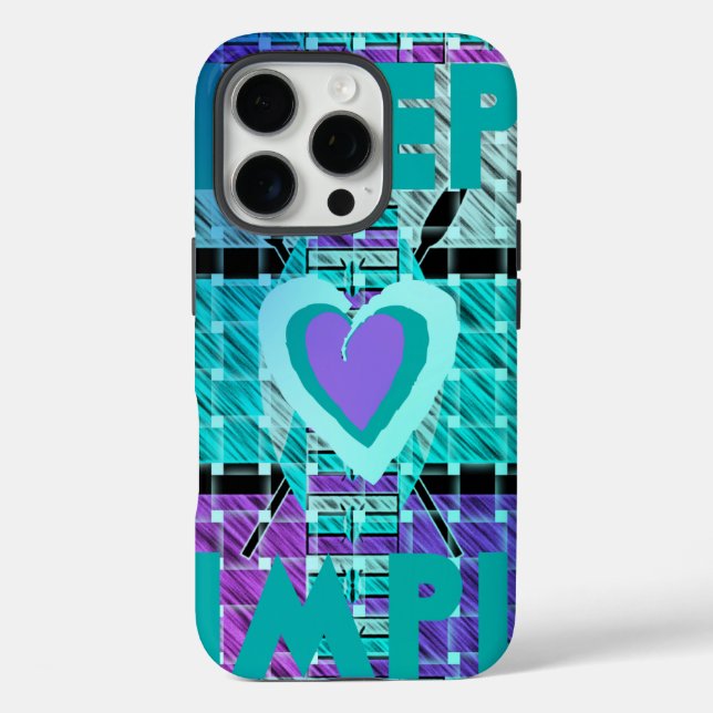 Coques Case-Mate iPhone Gardez-le simple : Cyan Heart & Clarity Art Motif (Verso)