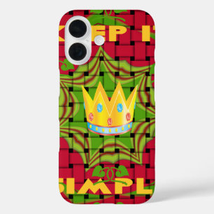 Coque Pour iPhone 16 Gardez-le simple : Gratuit Rouge Tissé imprimé Flo