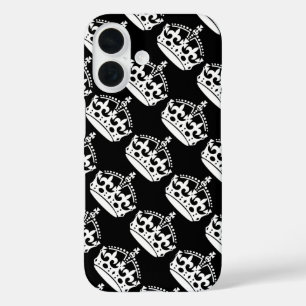 Coques iPhone 16 Gardez votre calme et continuez Couronne en blanc
