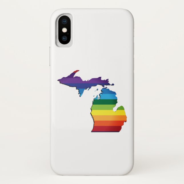 Coques Case-Mate iPhone Gay pride de drapeau d'arc-en-ciel du Michigan (Dos)