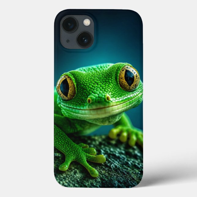 Coques Case-Mate iPhone Gecko Reptile Vert Vibrant Macro Gros Plan (Verso)