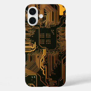 Coques iPhone 16 Plus Geek Sortie carte circuit électronique orange PCB 