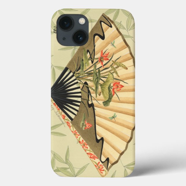 Coques Case-Mate iPhone Geisha Fan with Leaves and Floral Print (Verso)
