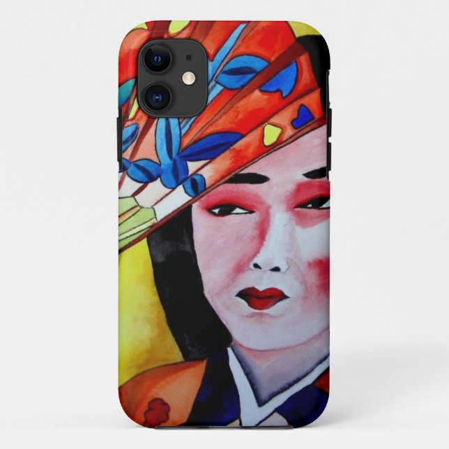 Coques Case-Mate iPhone Geisha japonaise avec éventail aquarelle originale (Dos)