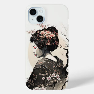 Coque iPhone 15 Mini Geisha japonaise gracieuse -