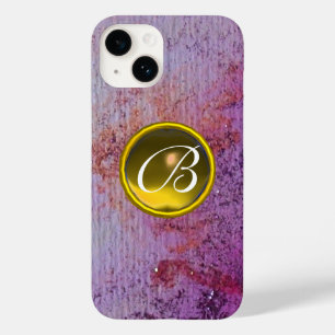 Coques Pour iPhone GEM MONOGRAM ABSTRAIT jaune violet