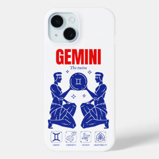 Coque Pour iPhone 15 Gémeaux Dualité du zodiaque Astrologie Ligne artis