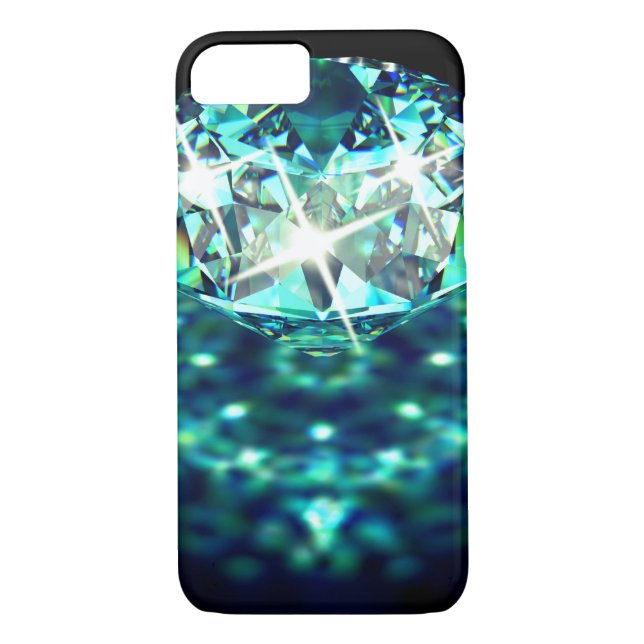 Coques Case-Mate iPhone Gemme diamant pierre brillant élégant bleu turquoi (Dos)