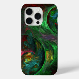 Coque iPhone 15 Pro Genesis Green Art Abstrait