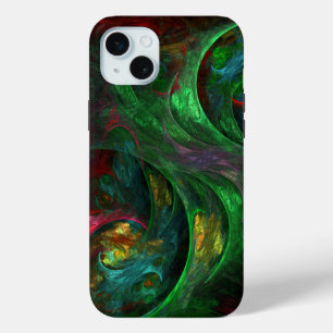 Coque iPhone 15 Mini Genesis Green Art Abstrait