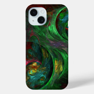 Coque Pour iPhone 15 Genesis Green Art Abstrait
