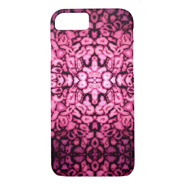 Coques Case-Mate iPhone Géodes d'âge à quartz rose motif abstrait (Dos)