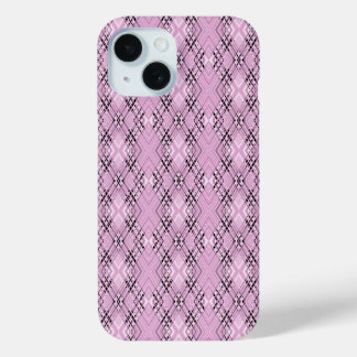 Coque Pour iPhone 15 Geometric pattern retro pink diamonds
