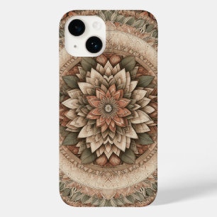 Coque Pour iPhone 14 Géométrie Florale Terreuse Intriquée - Botanique V