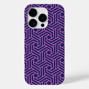 Coque Pour iPhone 14 Pro géométrie rose abstraite avec fond violet