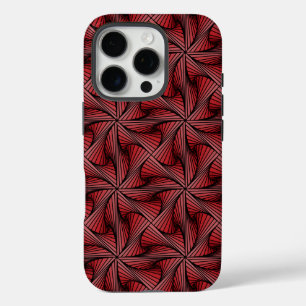 Coques iPhone 16 Pro Géométrique 3D en rotation spirale rouge