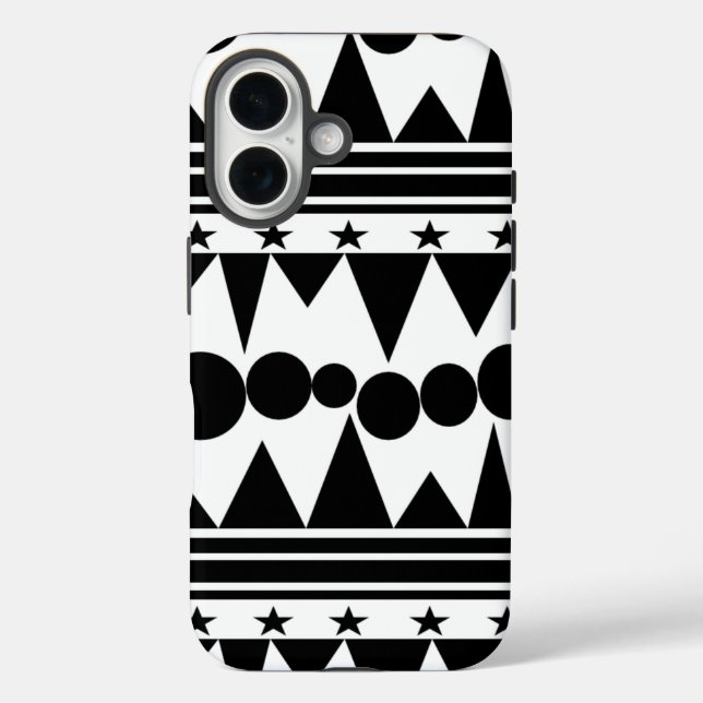 Coques Case-Mate iPhone Géométrique en Bohême noir et blanc (Verso)