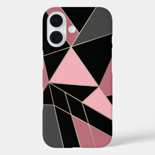 Coque Pour iPhone 16 Géométrique, gris, rose