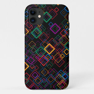Coque iPhone 11 Géométrique moderne Carrés rétro