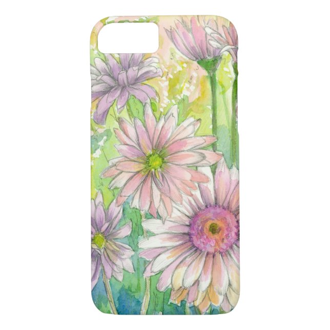 Coques Case-Mate iPhone Gerbera rose Bouquet Daisy Aquarelle (Dos)