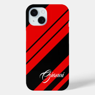 Coque Pour iPhone 15 Gianni - Nom Modèle - Rouge Et Noir